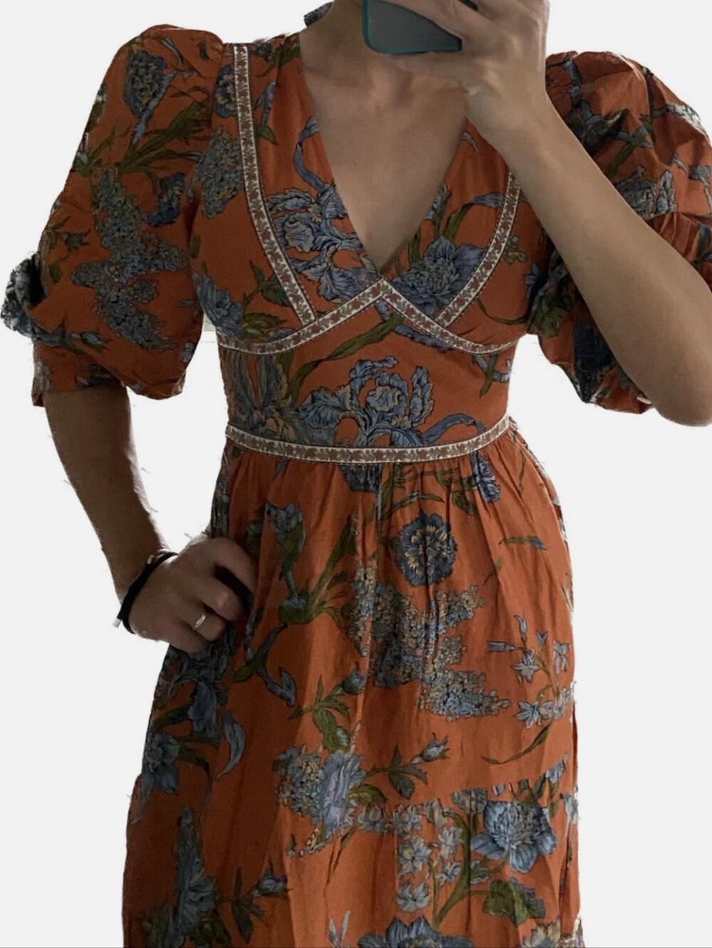 100% Cotton House of Harlow 1960 Wanda Orange Midi Dress By Nicole Ritchie - Picture 2 of 11